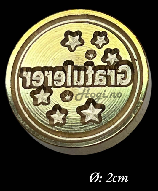 EKSKLUSIV NYHET! Hogi.no’s lakkstempel- wax sealing coin - ✨«Gratulerer»✨ med stjerner - lakkstempel segl-Ø 20mm eller Ø 25mm- velg størrelse.