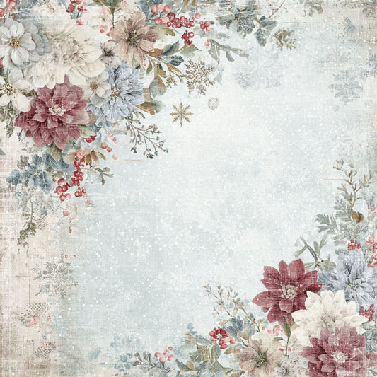 NYHET! Reprint mønsterark - Deck the Halls - Winter Flowers Corners RP0717 - 12x12