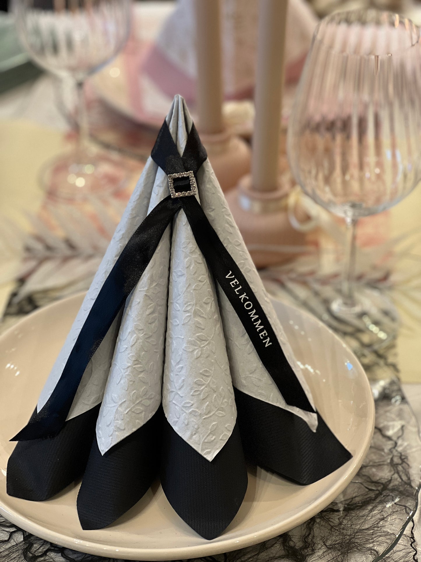 Bordkort - sløyfebånd med personlig tekst