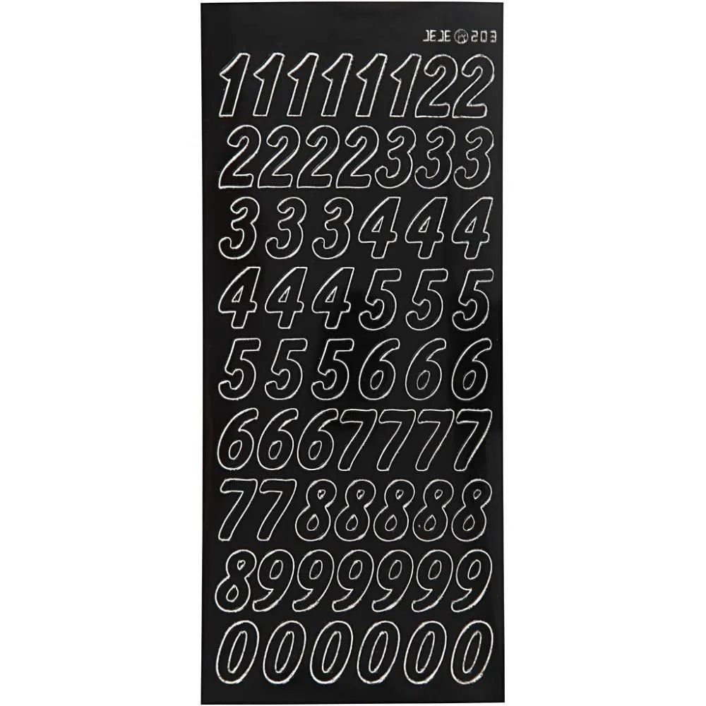 klistremerker / stickers - tall store 0-9 - svart