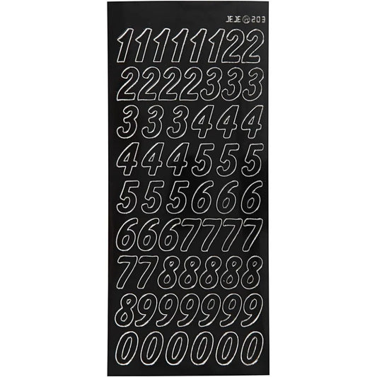 klistremerker / stickers - tall store 0-9 - svart