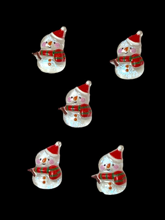 Charms - miniatyr - minifigur  - snømann m/glitter