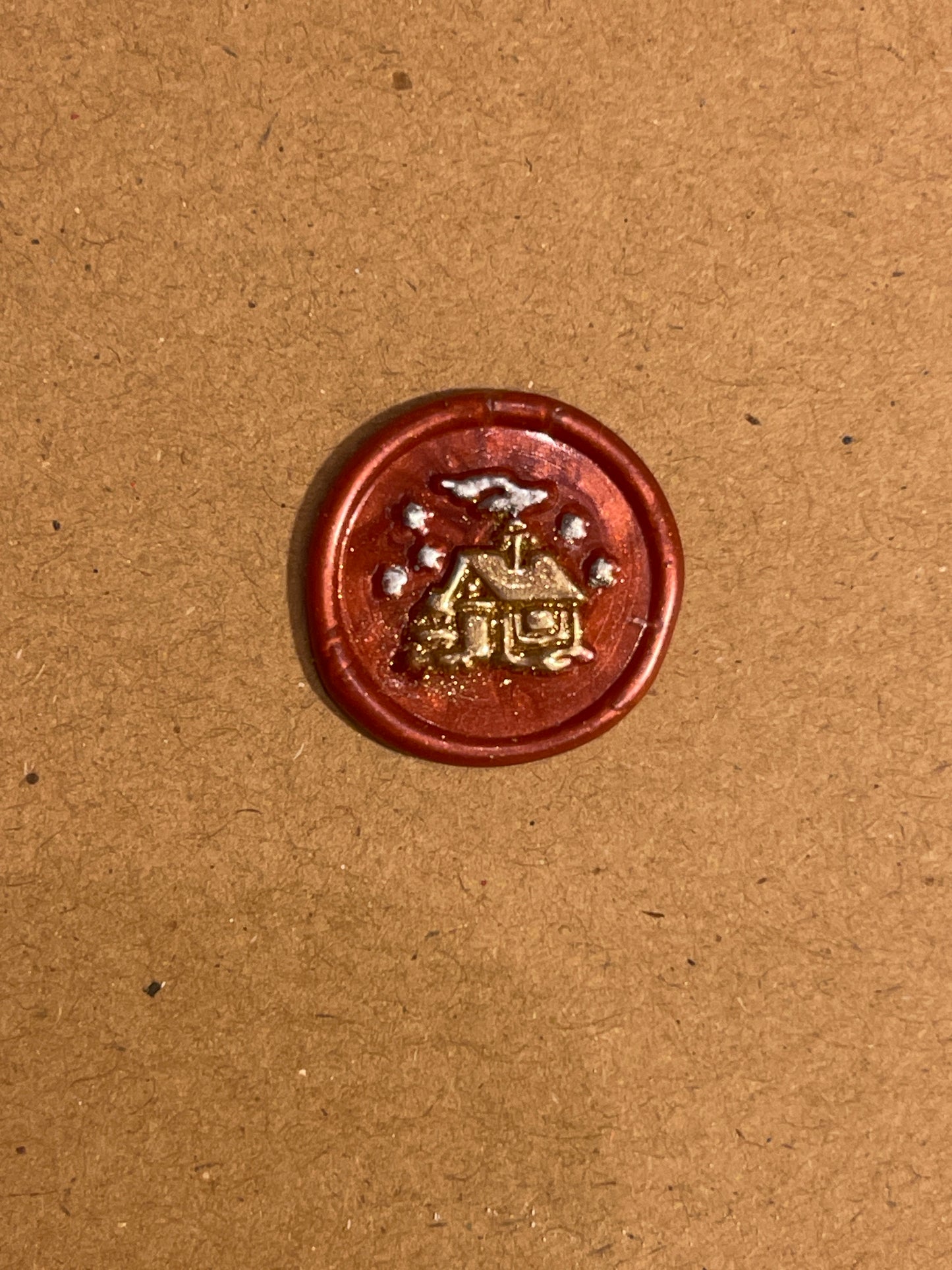 lakkstempel MINI - wax sealing coin - hytte i skogen / hus - til lakkstempel segl