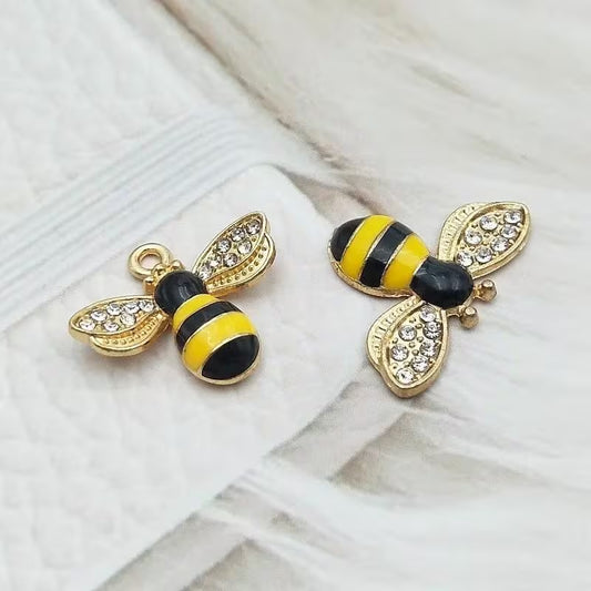 Charms - Bie / humle 🐝 med diamant vinger - 2 stk