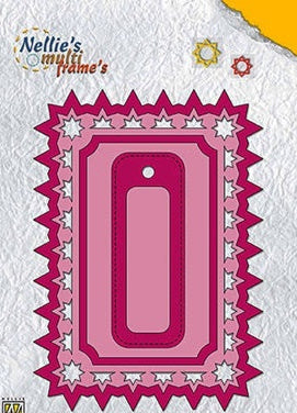 Nellie Snellen Shape Dies - Multiframe - Rectangle with Label - Star Pattern - dies