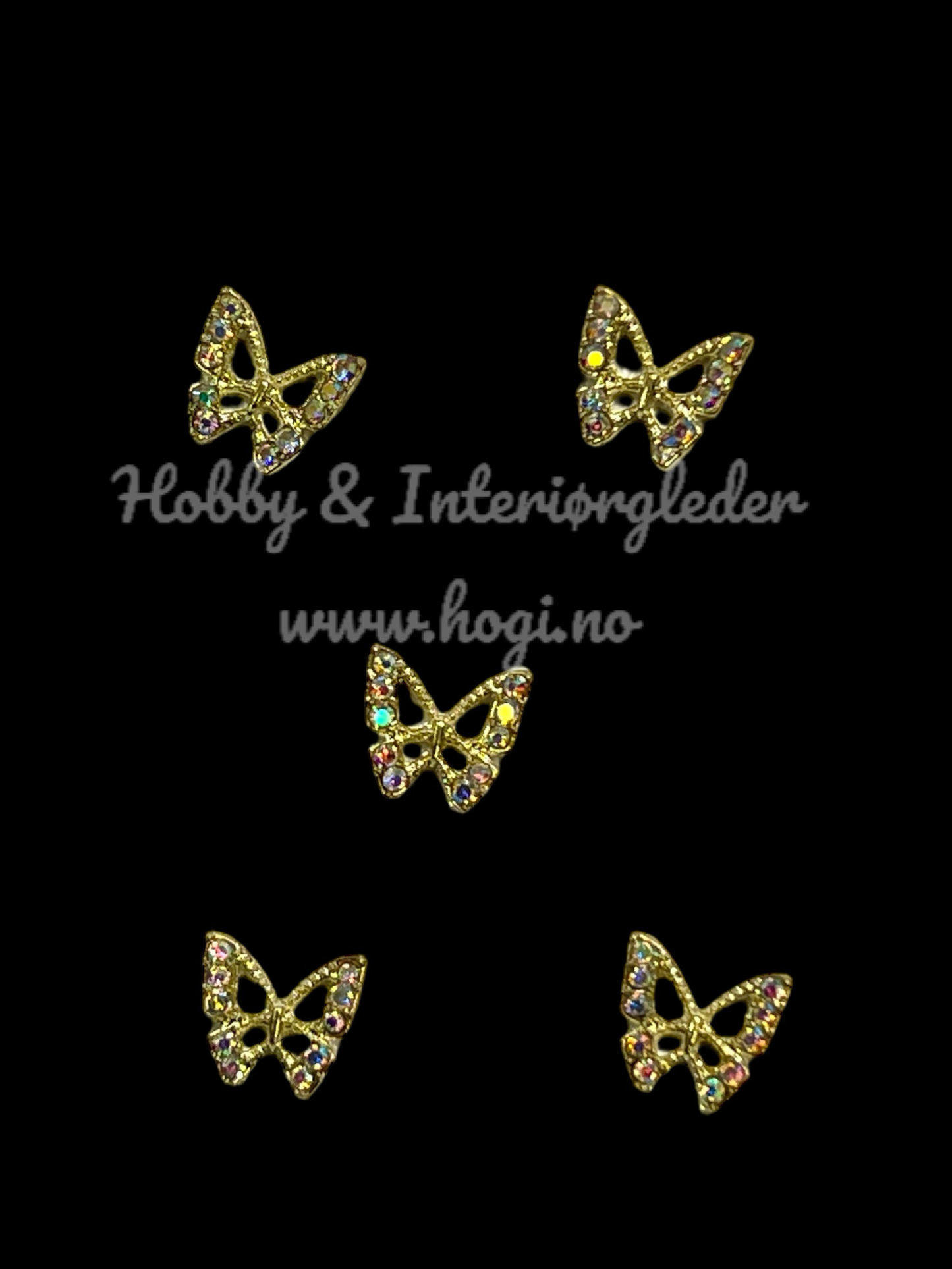 3D mini Sommerfugl - metallcharms med rhinestones