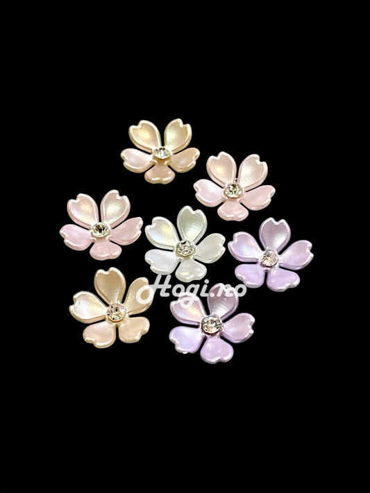 NYHET! INTRODUKSJONSTILBUD nydelige blomster - pastell - rosa / lilla miks  - med «diamant», Ø 14mm