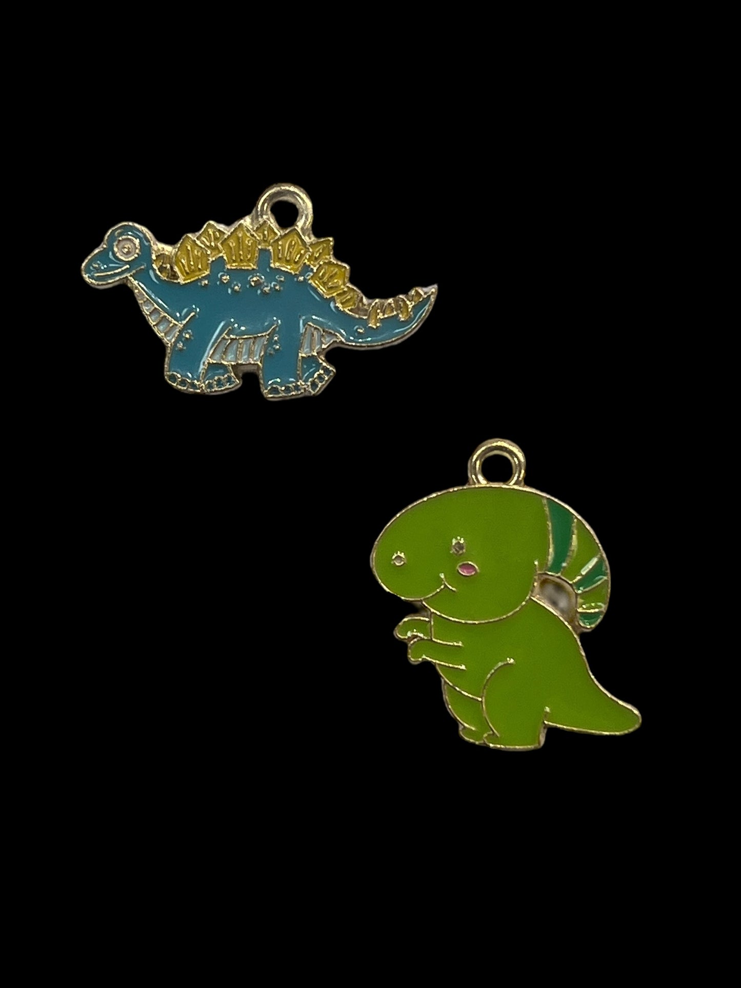 Charms - metallcharms - miniatyr : Dinosaur  2 stk pr pk  assortert