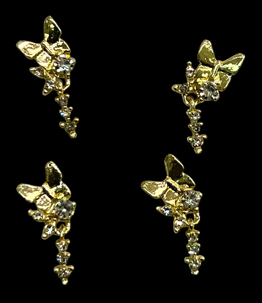 Charms - miniatyr - metallcharms - sommerfugl med bling dekor