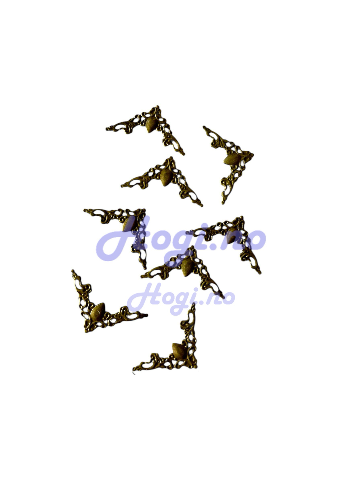 NYHET! 8 Små metallhjørner- sølv-gull-vintage gull/bronse