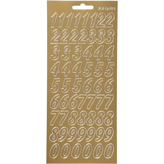 klistremerker / stickers - tall store 0-9 - gull