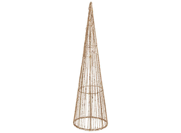 Juletre metall - 3D - med LED - gull glitter - h:40 og 50 cm- velg blant to størrelser