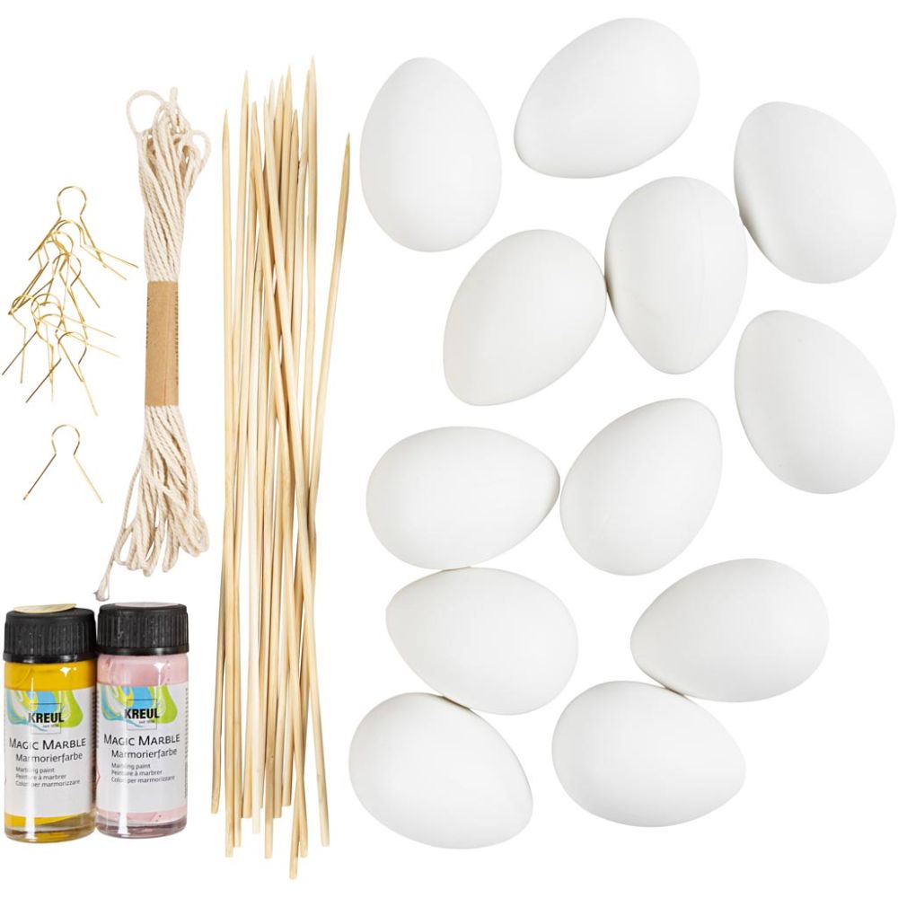 DIY Kit - hobbypakke - Marmorering påskeegg kit