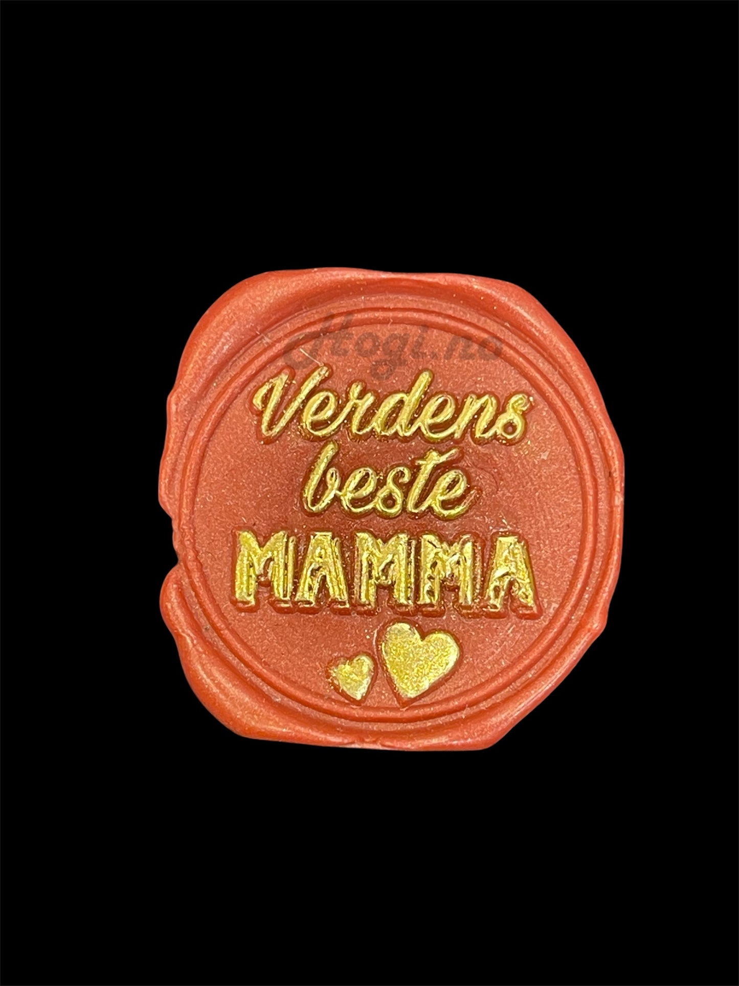 EKSKLUSIV NYHET! Hogi.no’s design: «Verdens beste MAMMA » lakkseglstempel. Komplett -stempel med håndtak