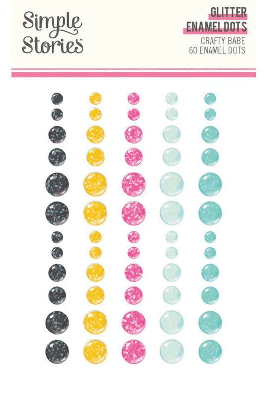 Halvperler m/lim - simple stories - crafty babe glitter Glitter Enamel Dots (24313)