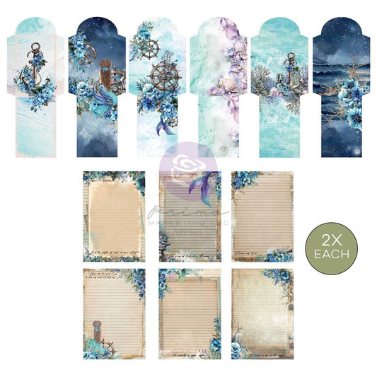 Mønsterark - arkpakke - Prima marketing - A Mermaid's Tale Stationery Pack (12+12pcs)