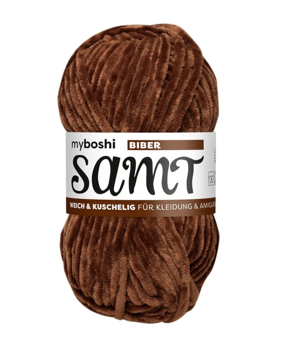 Myboshi Garn -Chenillegarn - Samt  Biber 100g  - brun