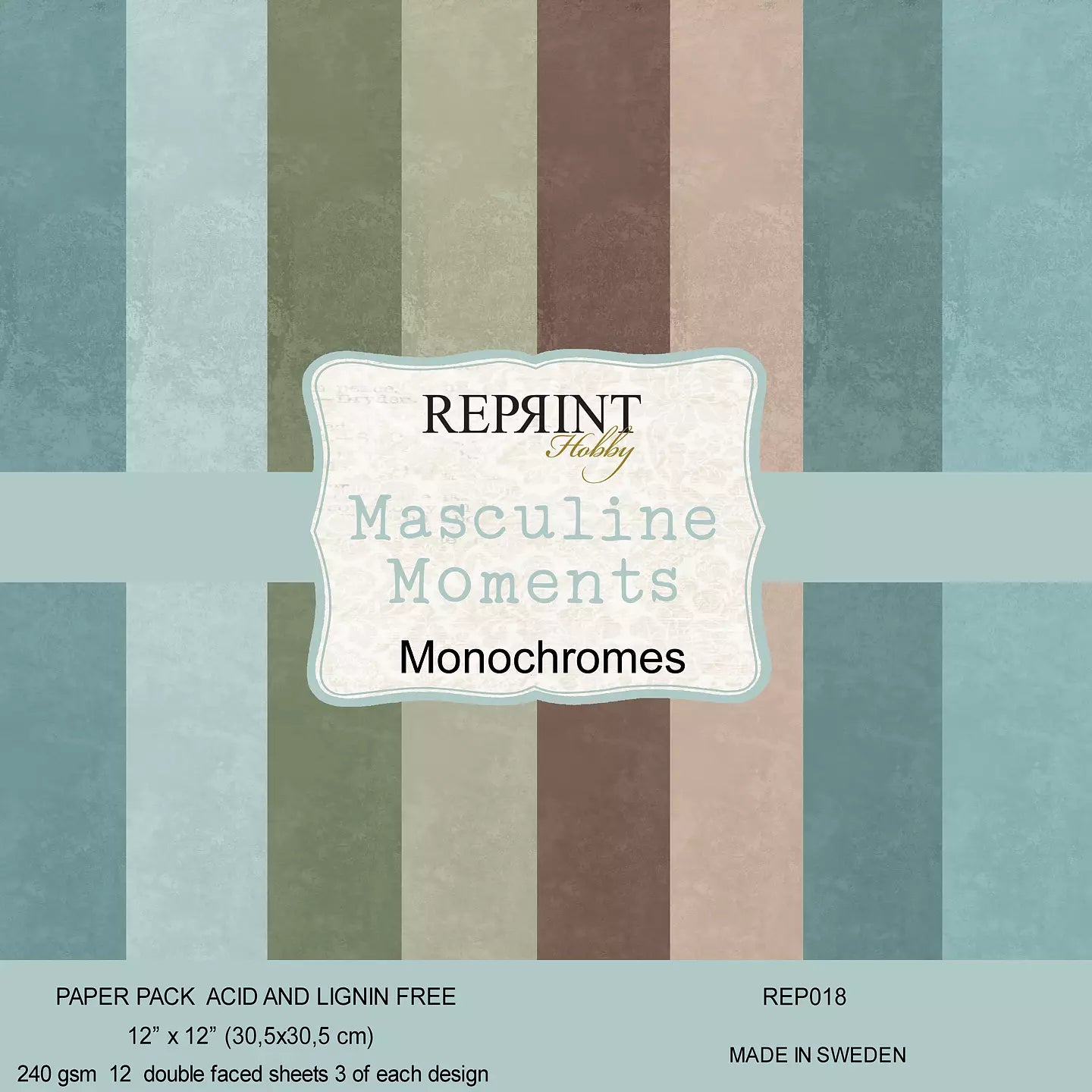 NYHET! Reprint ensfarget kartong - Masculine moments - Monocromes 12x12