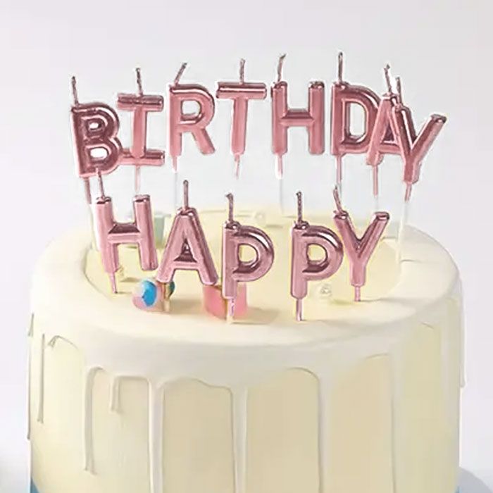 Kakelys - «HAPPY BIRTHDAY» - velg farge - H=30mm