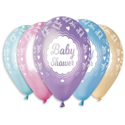 Latex ballonger - Babyshower - 5 assortert pr pk - 12inch