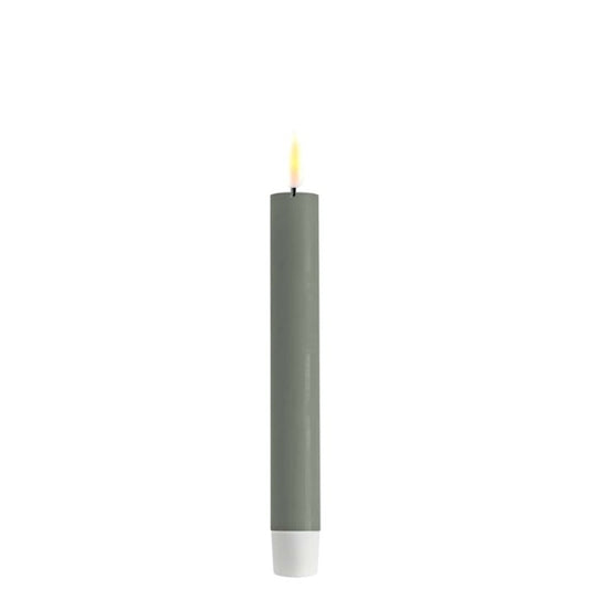 LED Dinner Candle -2 stk Salvie Green / lys grå/grønn  LED kronelys. H:15 cm