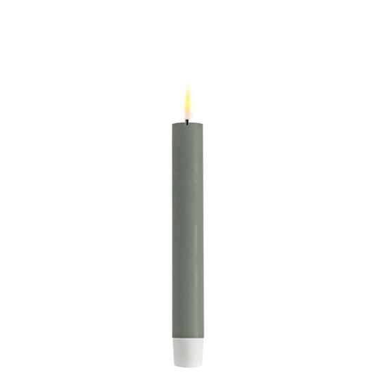 LED Dinner Candle -2 stk Salvie Green / lys grå/grønn LED kronelys. H:15 cm