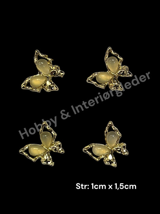 Charms - miniatyr - metallcharms - sommerfugl med bling dekor