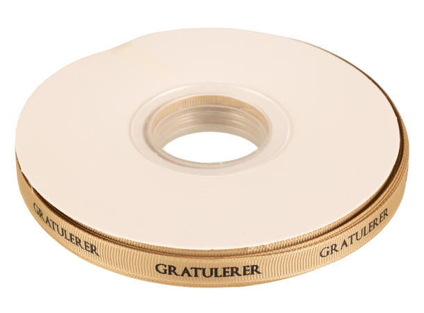 Bånd med norsk tekst «Gratulerer» – 10 mm – Flere farger