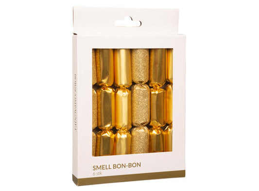 KNALLBON-BON - gull metallic glitter 3ass 15cm 6 stk