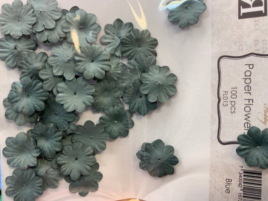 Reprint Mini Papirblomster 20 mm 100 stk - blå