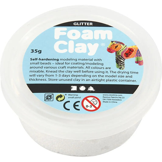 Foam Clay - Glitter hvit - lufttørkende leire