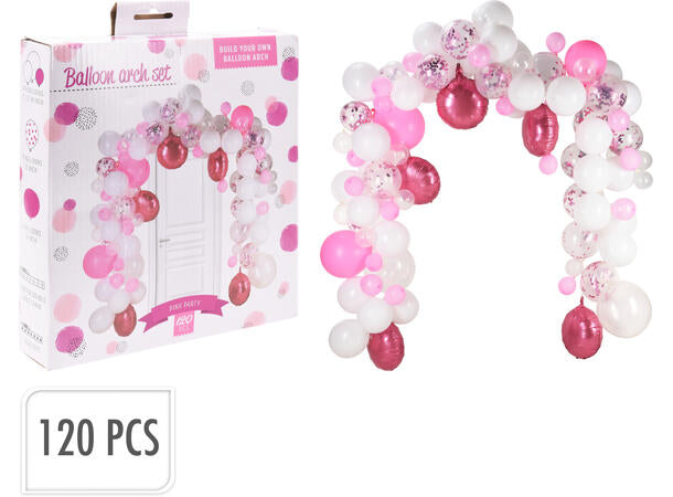 Ballong bue sett: Ballong bue rosa/hvit/klar s/120 Med ballongremse, limputer