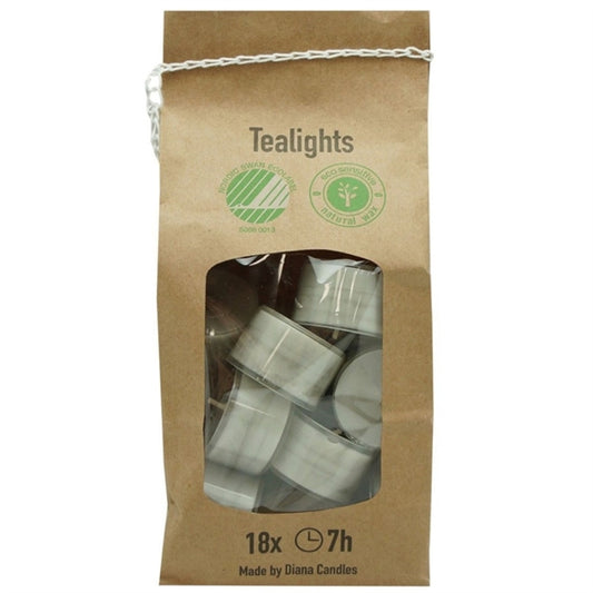 Telys - grå - 18stk - 7t brenntid - gjennomsiktig plastkopp