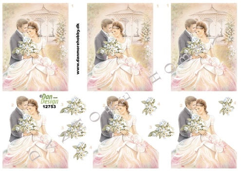 3D klippark - Brudepar med paviljong