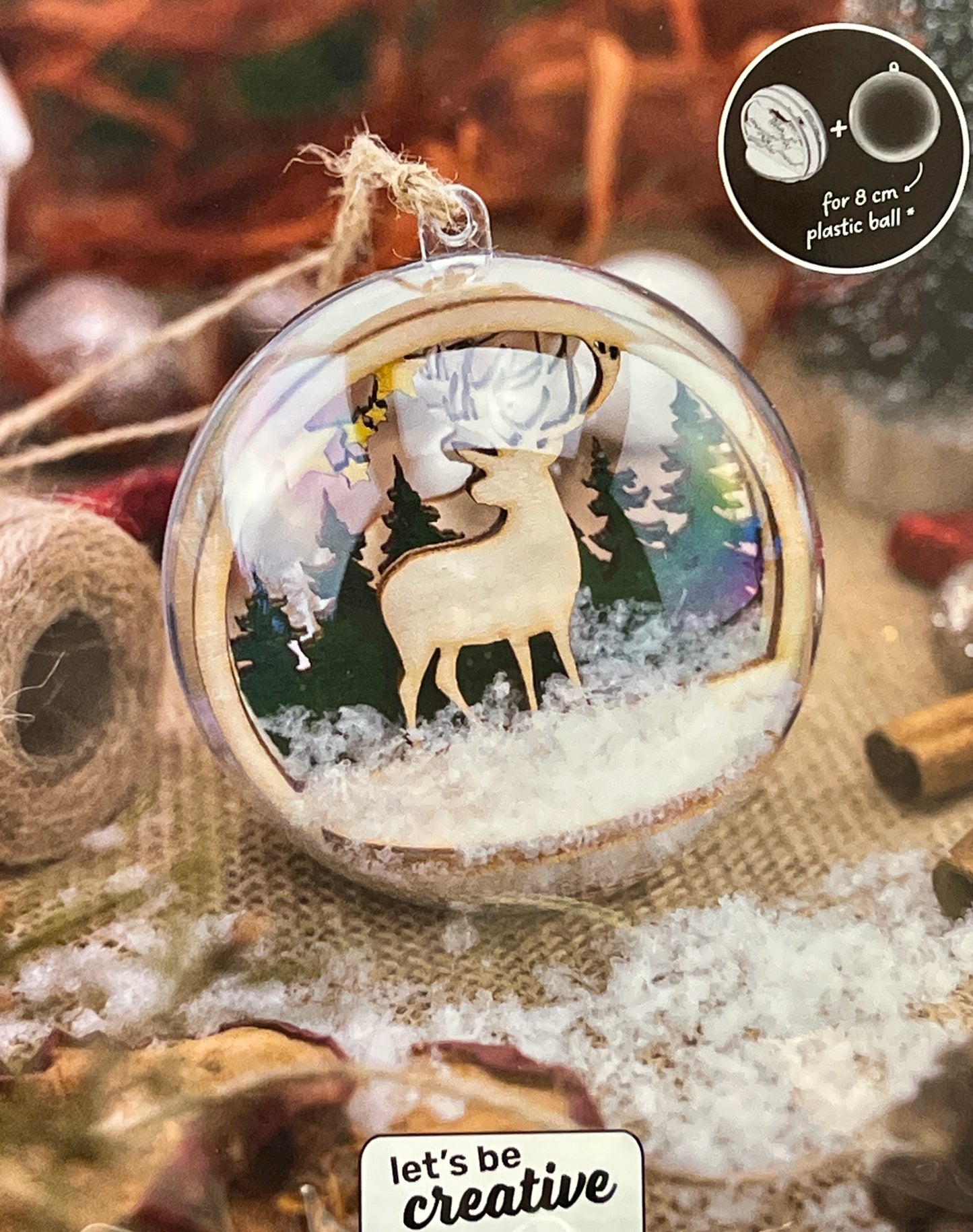 3D Figursett i tre til julekuler – Julekule Ø: 78mm