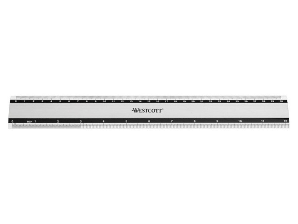 Westcott - Aluminium linjal - Ruler 30cm med inch og cm + Anti Slip (AC-E10191)