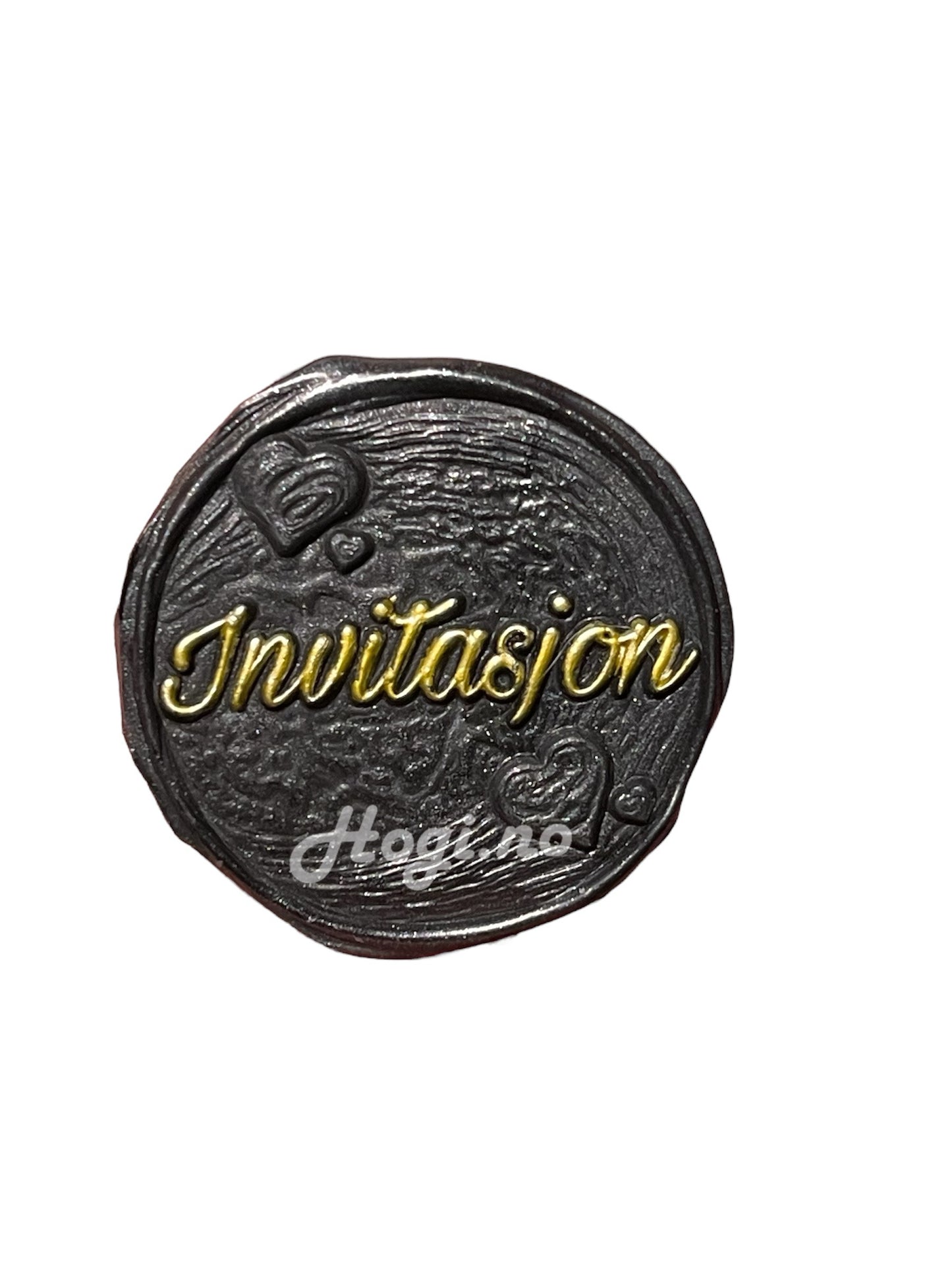 EKSKLUSIV NYHET! Hogi.no’s design: "Invitasjon" lakkseglstempel. Komplett -stempel med håndtak