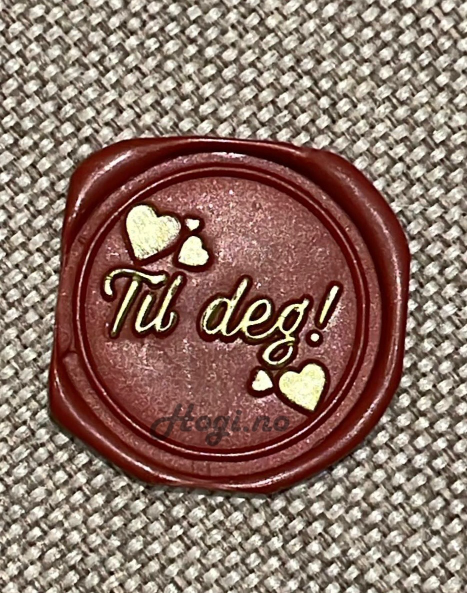 EKSKLUSIV NYHET! Hogi.no’s design: «Til deg» lakkseglstempel. Komplett -stempel med håndtak