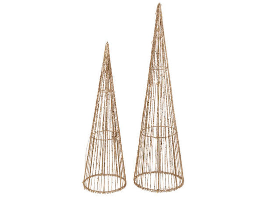 Juletre metall - 3D - med LED - gull glitter - h:40 og 50 cm- velg blant to størrelser
