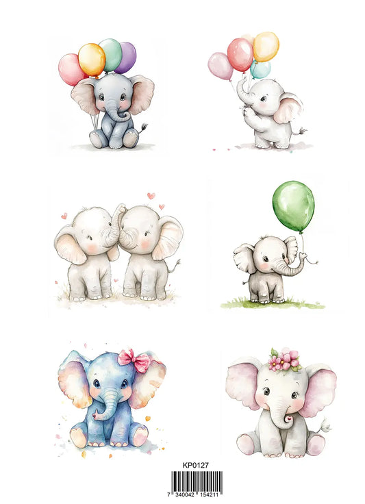 NYHET! Reprint- Cute elephants - Klippark A4 -Kp0127