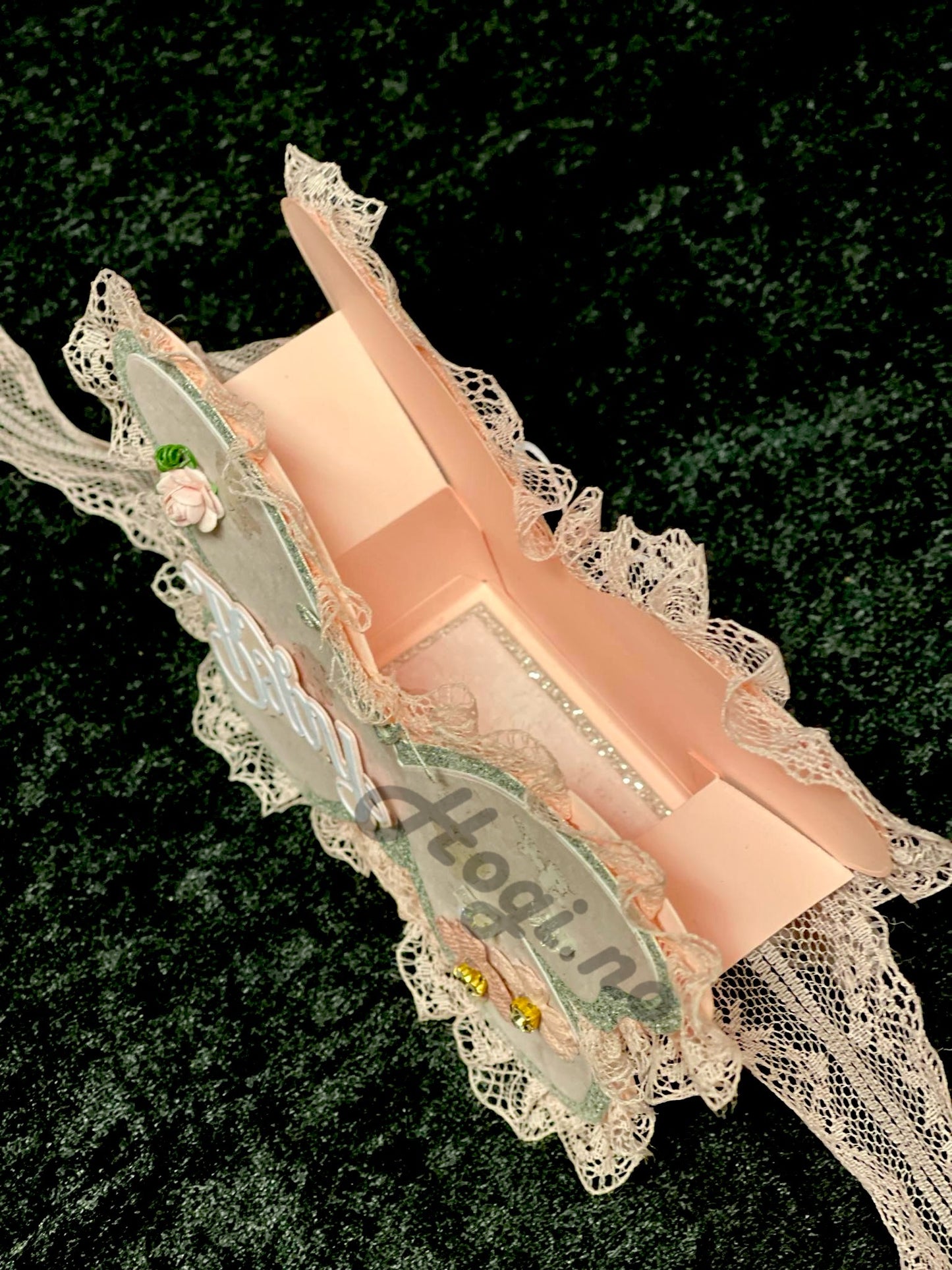 Kartong ensfarget lys rosa / babyrosa 12x12 250g linstruktur