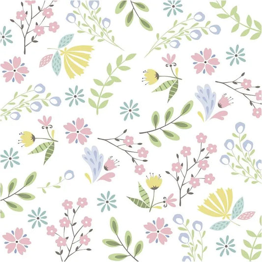 Servietter - lunsj -  moments pastell flowers  - Lunsjserviett 16 stk 3-lags 33x33cm