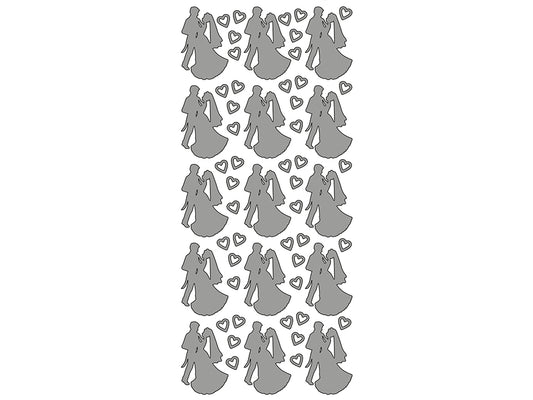 Klistremerker - Brudepar – Sølv