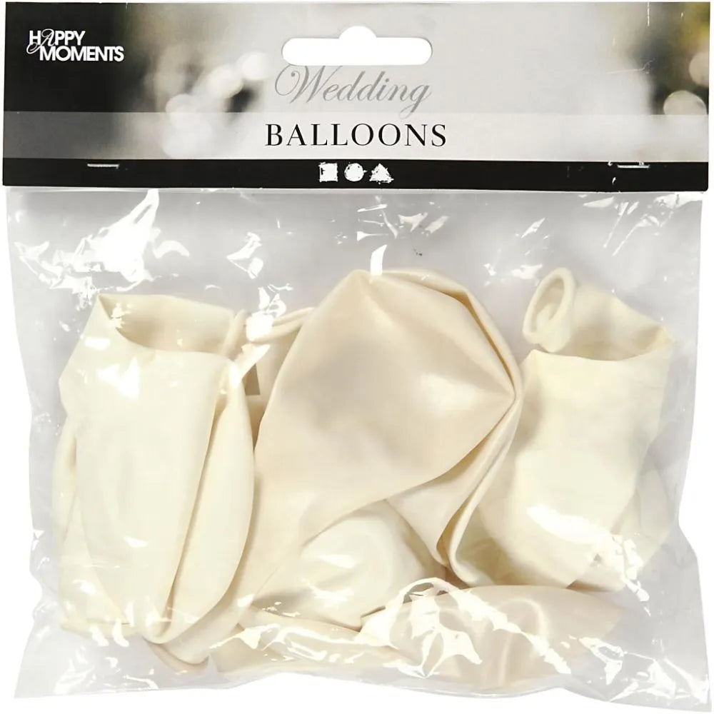 Ballonger hvit / perlemor Ø23cm 10stk i pk
