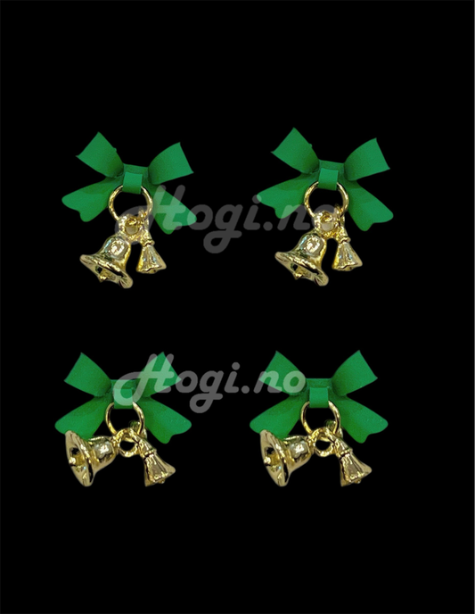 Charms - miniatyr - metallcharms - 4 stk Sløyfe med bjeller - Velg mellom flere farger