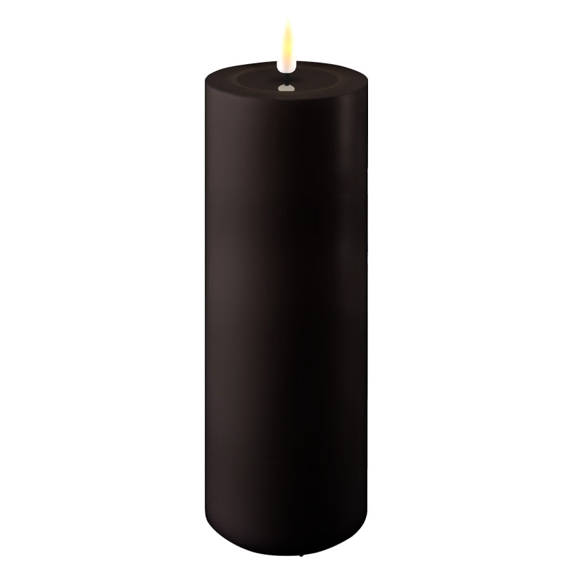 LED Candle - 1 stk kubbelys - Sort  D:7,5 cm x H: 20cm