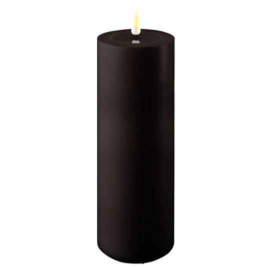 LED Candle - 1 stk kubbelys - Sort  D:7,5 cm x H: 20cm