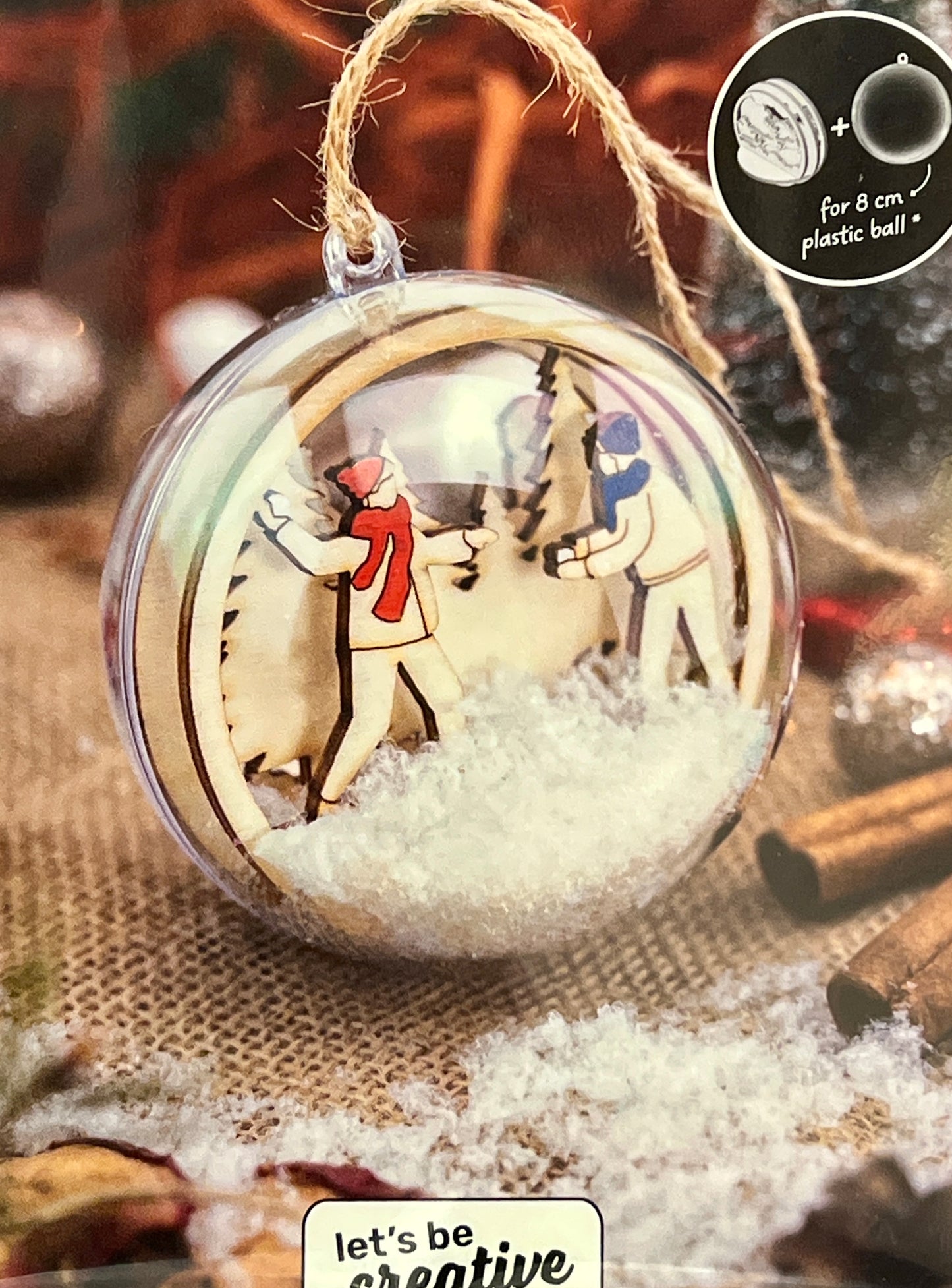 3D Figursett i tre til julekuler - 10 ulike motiver å velge i, passer til julekule Ø: 80mm