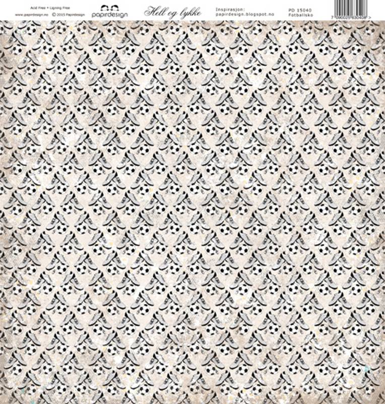 Papirdesign Mønsterark 12´x12´ - Hell og lykke - Fotballsko -  PD15040