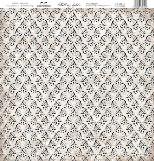 Papirdesign Mønsterark 12´x12´ - Hell og lykke - Fotballsko -  PD15040